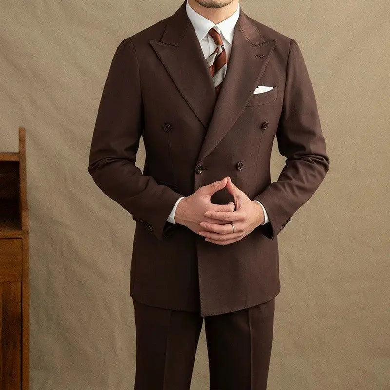 Dark Brown Gabardine Suit (Jacket + Pants)